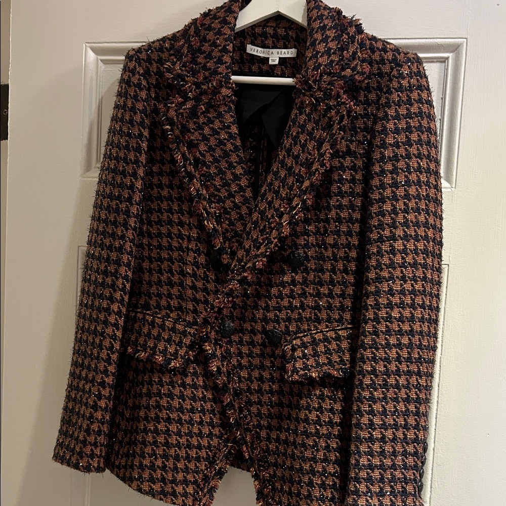 Veronica Beard Black and Brown Houndstooth Blazer